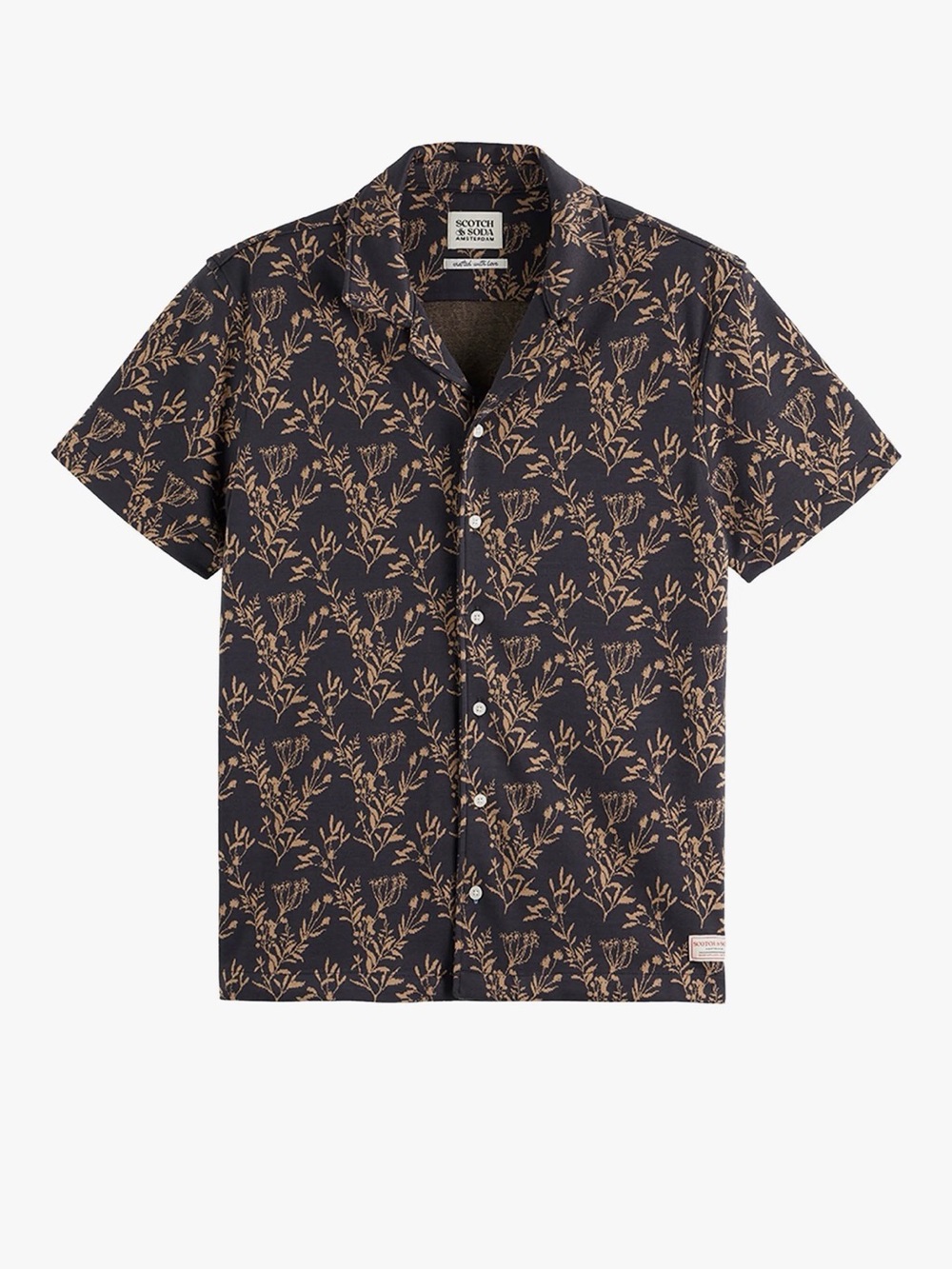 NWT $98 Scotch & Soda Men's Berry Jacquard Short Sleeve Knit Camp Shirt Size S
